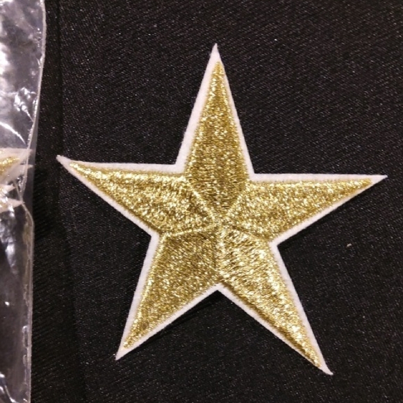 Gold Star Patch Iron On Set Of 10 - Picture 1 of 2